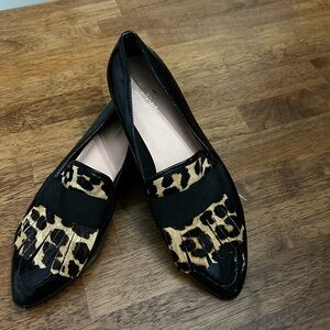 Leopard Print Black Flats